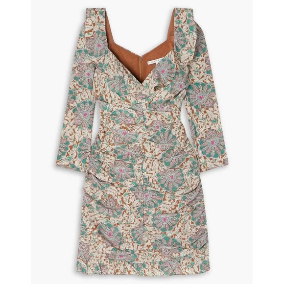 VERONICA BEARD Lozano Print Ruched Silk Blend Mini Dress NWT Size 6 - Picture 1 of 4